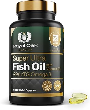 Super Ultra Omega 3 >95% rTG Fish Oil Triglyceride Form | 500mg EPA + 400mg DHA | x60 Soft Gels | Includes Vitamin D3 | Gluten Free | UK Made