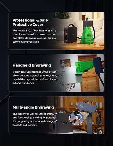 GWEIKE G2 Pro 30W Fiber Laser Engraver, 15000mm/s Fast Laser Engraver Machine with 3D & Deep Engraving, 150x150mm Working Area, Portable Laser Marking Machine for Jewelry, Metal, Leather, Dog Tags - 8