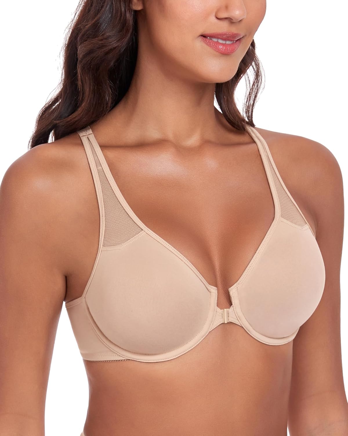 Lemorosy Women's Front Closure Comfortable Unlined Underwire Supportive Racerback Everyday Bra - Image 5