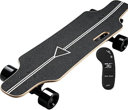 Electric Skateboard, Electric Longboard Skateboard   7 Ply Maple Deck with Shock Absorption, 300 or 700W Brushless Motor, 15%-30% Hill Climb, LED Remote with 4-Speed Control Single-Drive-30km