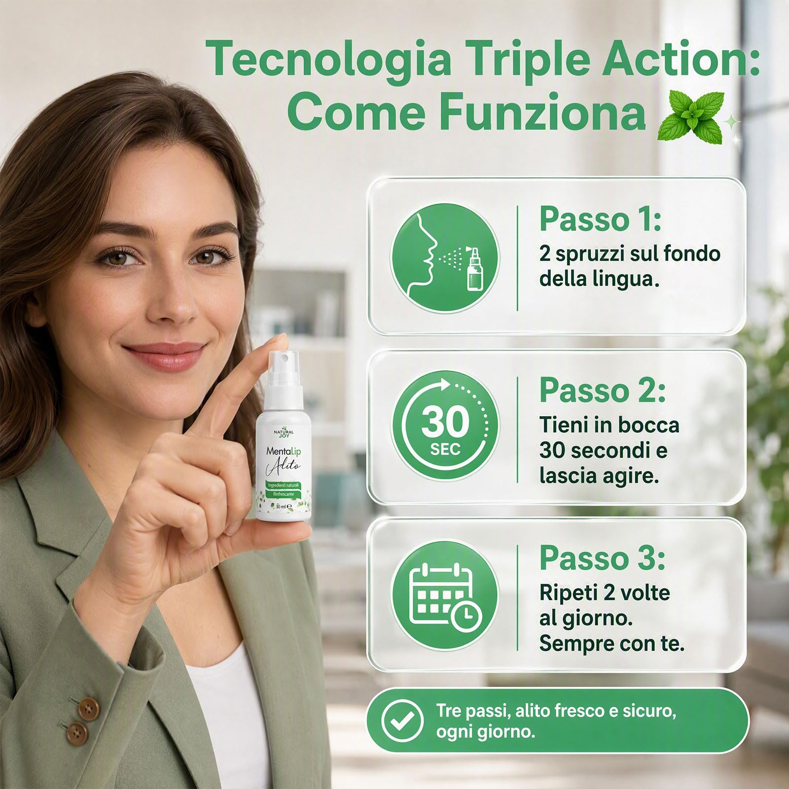 Mentalip Spray Alito Cattivo, 2026 Nuovo Spray Alito Fresco 30ml (2 Pack) | Spray per Igiene Orale Senza Alcol, Con Olio Tea Tree, Eucalipto, Menta Piperita e Zinco Gluconato, Delicato & Non Irritante
