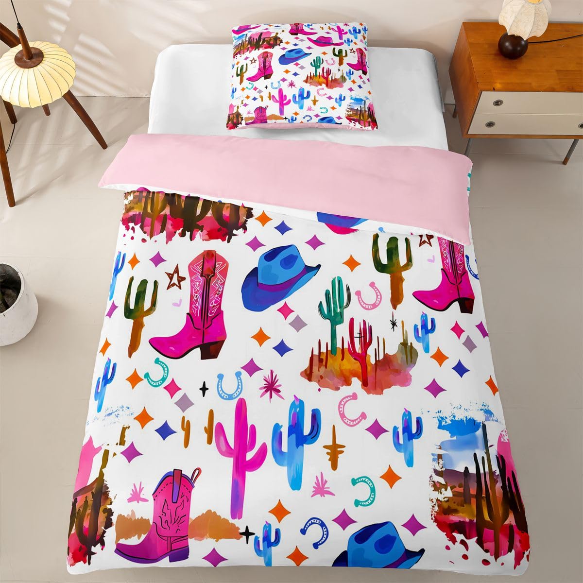 Homewish Rosa Cowgirl Bettwäsche 135x200 Microfaser 4teilig