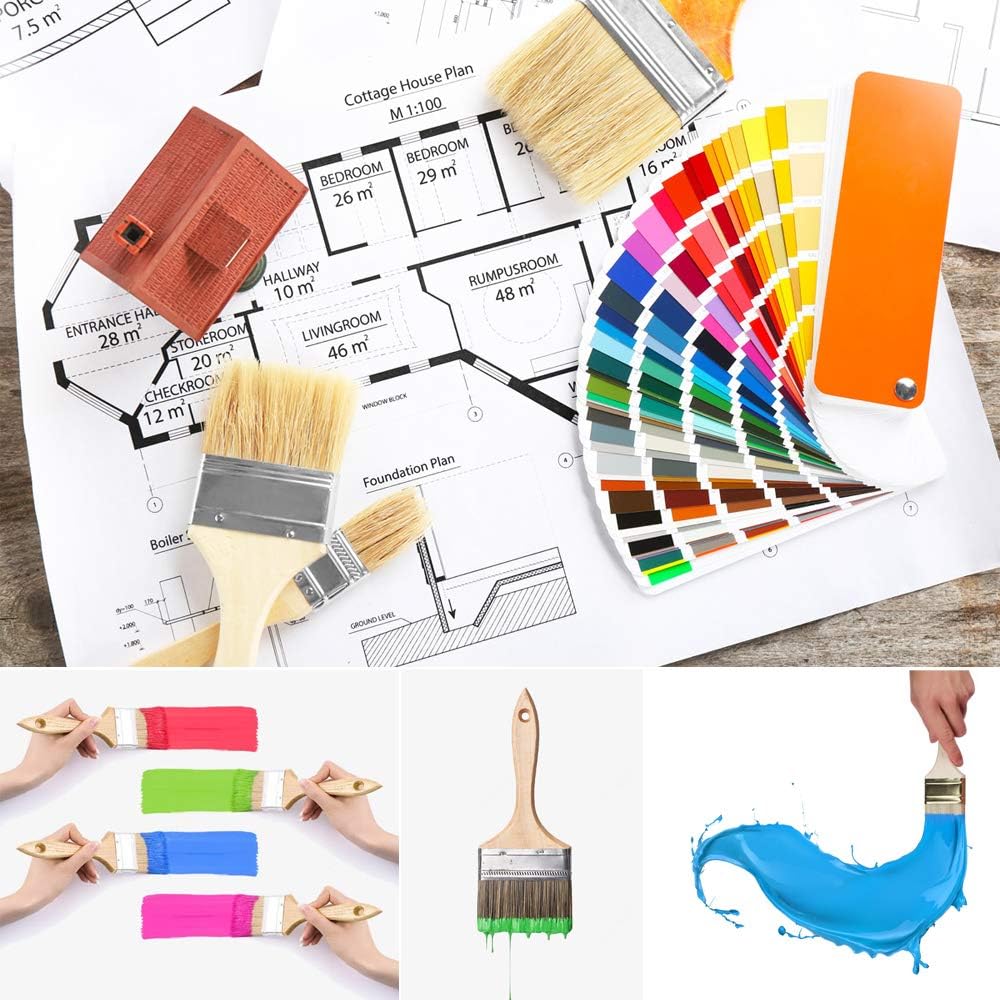 Chip Paint Brushes, 24 Pack 2” Reusable Small Bristle Paint Brushes with White Poplar Handle for Trim, Stain, Glues, Gesso in Painting and Varnishing Projects - - 