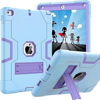OKP Case for iPad 6th Generation/ipad 5th Generation/iPad 9.7 Inch (2018/2017 Model), Hybrid Shockproof Rugged Protective Cover for ipad 9.7 with Built-in Kickstand (Blue+Purple)