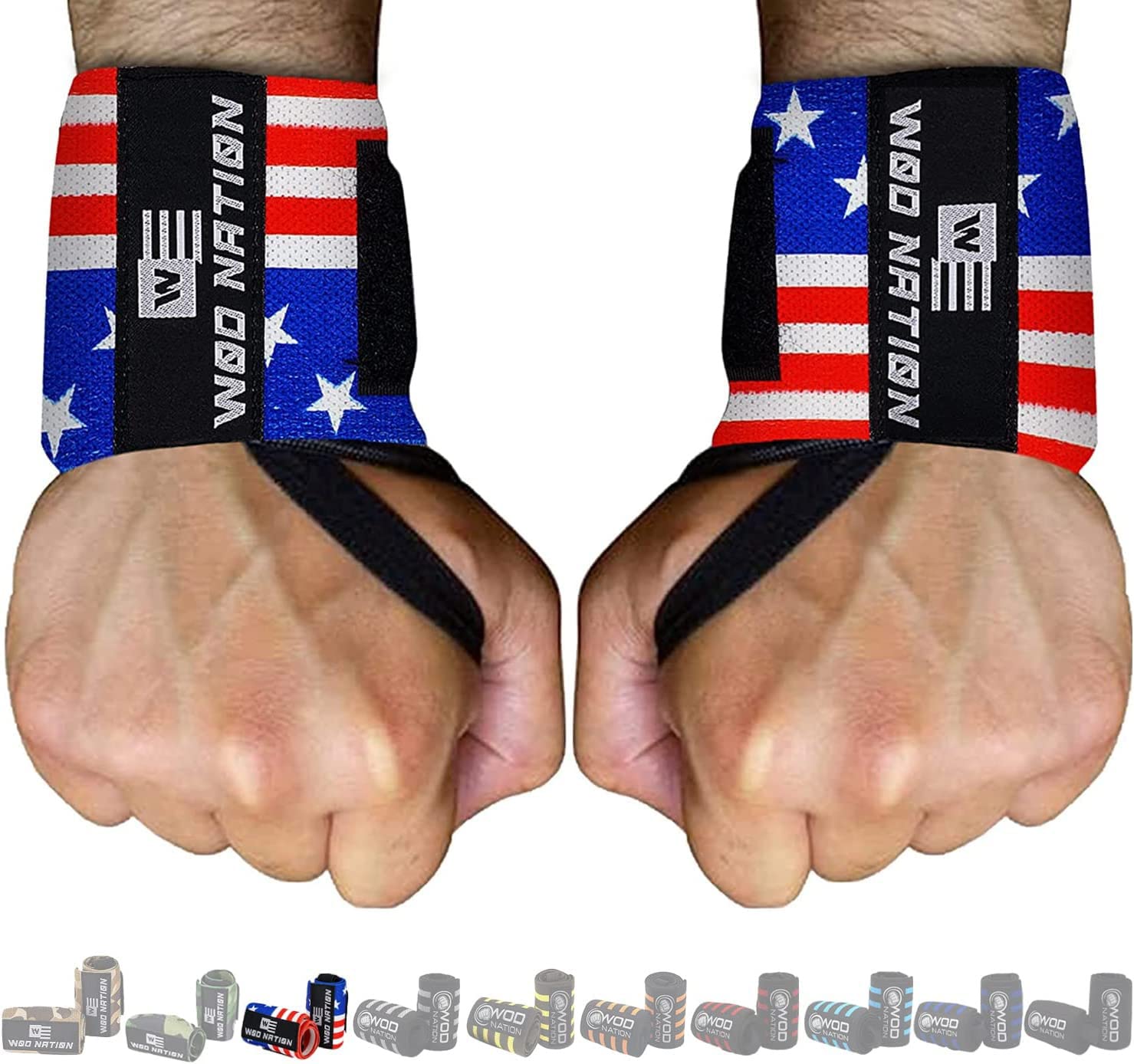 WOD Nation Wrist Wraps for Weightlifting & Strength Training – Professional Gym Straps w/Thumb Loop for Men & Women