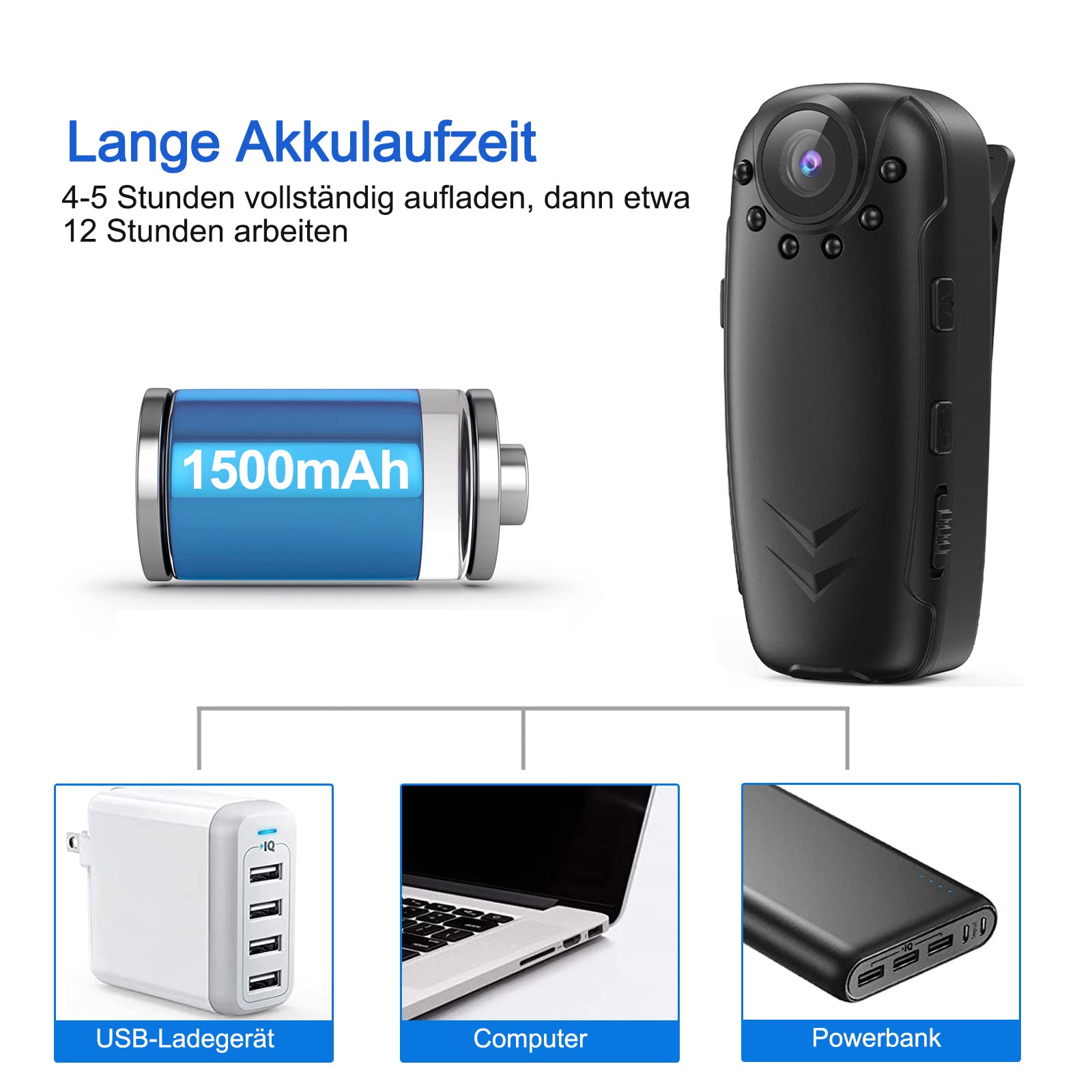 TDW Kleine Kamera ohne WLAN, HD 1080P Mini Überwachungskamera mit 32G Speicherkarte Aufzeichnung Kleine Kamera mit Bewegungserkennung Nachtsicht Body Cam für Innen Aussen Überwachung
