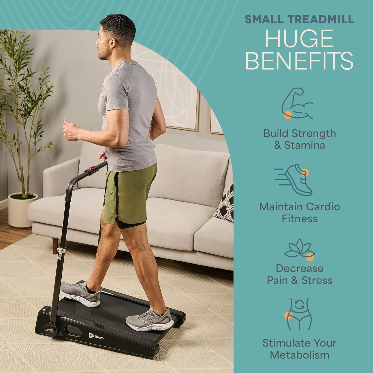 LifePro PacerMini Compact Small Walking Pad Treadmill with Incline – Under Desk Walking Treadmill for Home Mini Apartment & Office Portable Low Profile Quiet Electric with Remote Control & LED Display