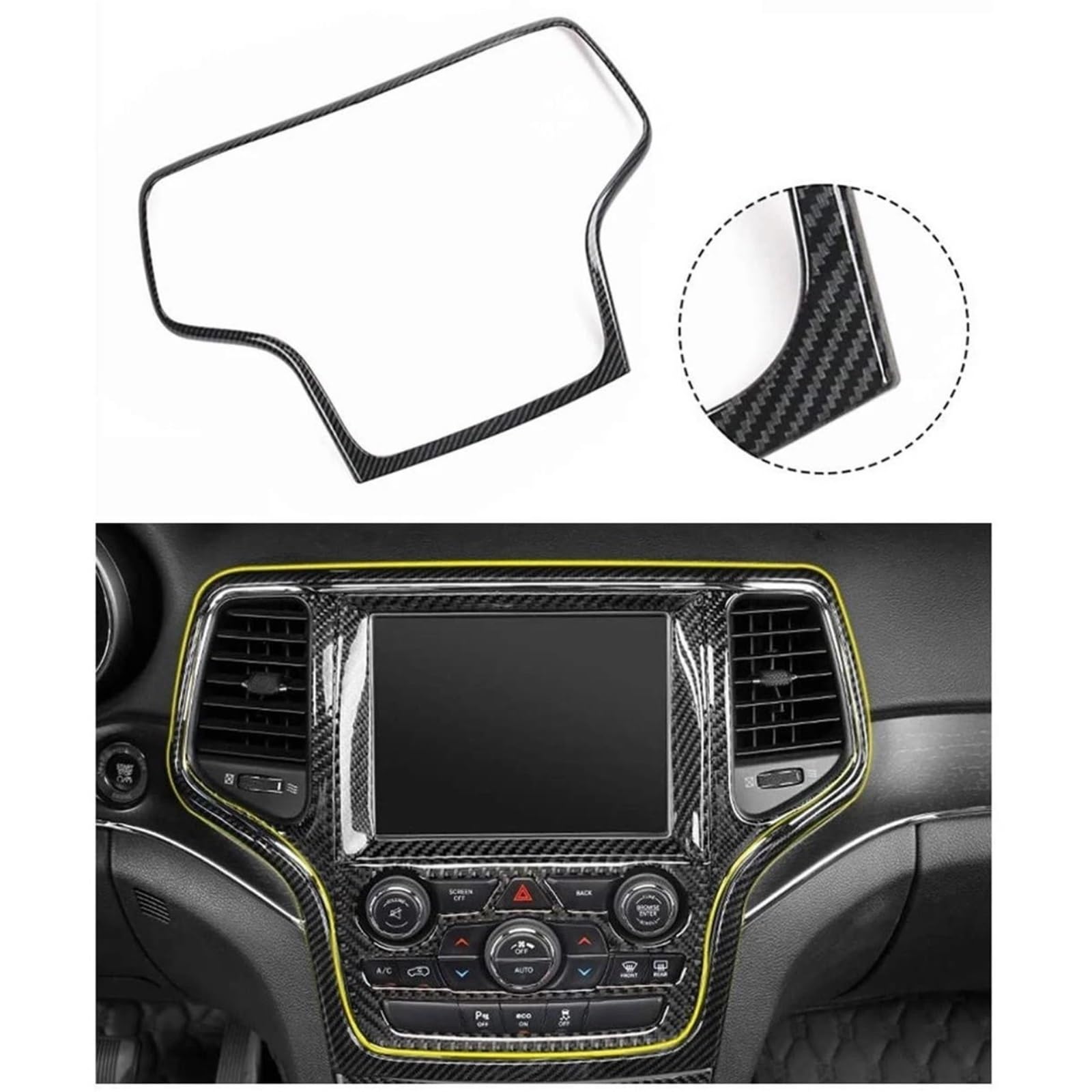Autocollants intérieur voiture Pour Grand Pour Cherokee 2014–2020 Couvercle Tableau Bord Accessoires Console Centrale Voiture Navigation GPS Panneau Tableau Bord Garniture D'instrument