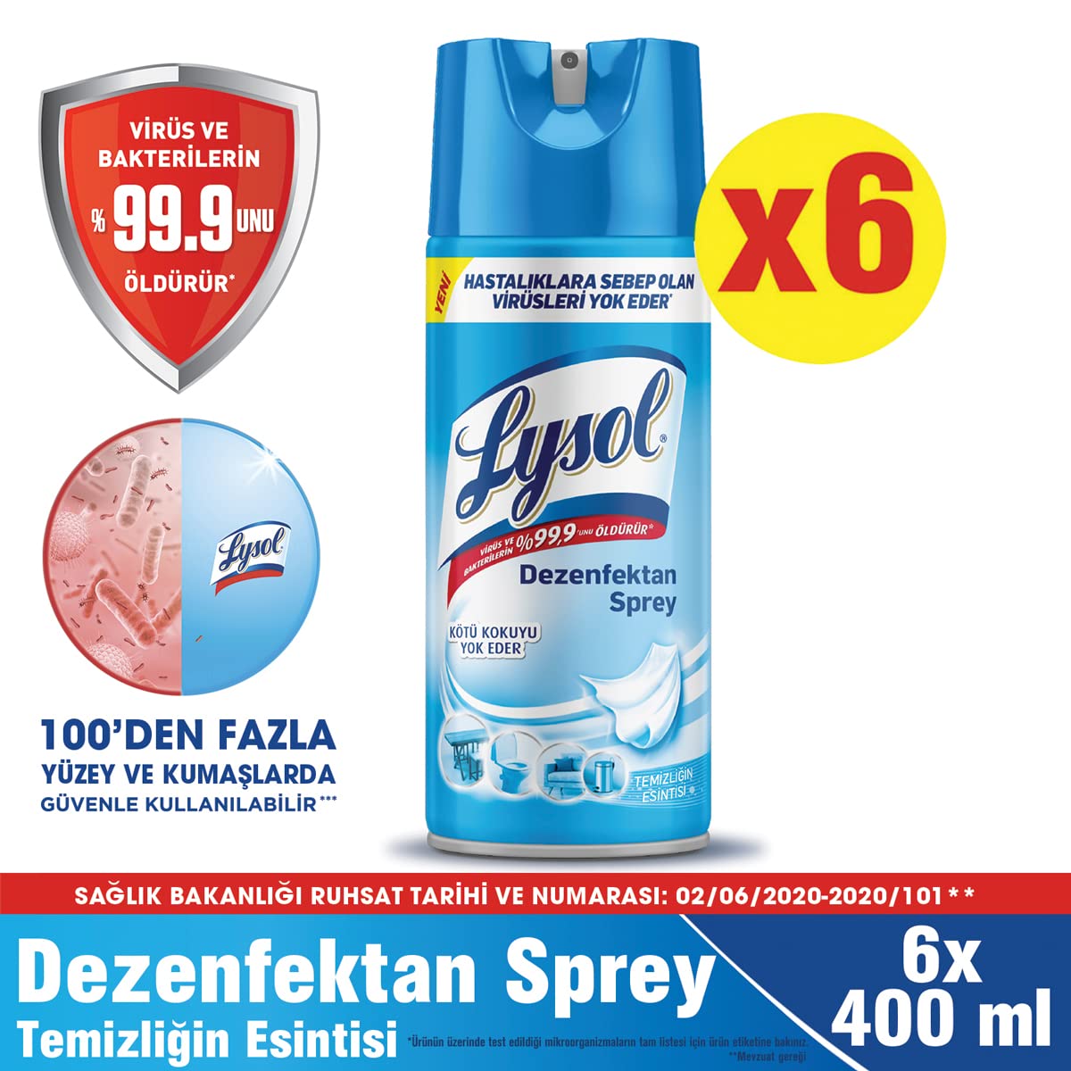 Lysol Yüzey Dezenfektanı (6 x 400 ML)