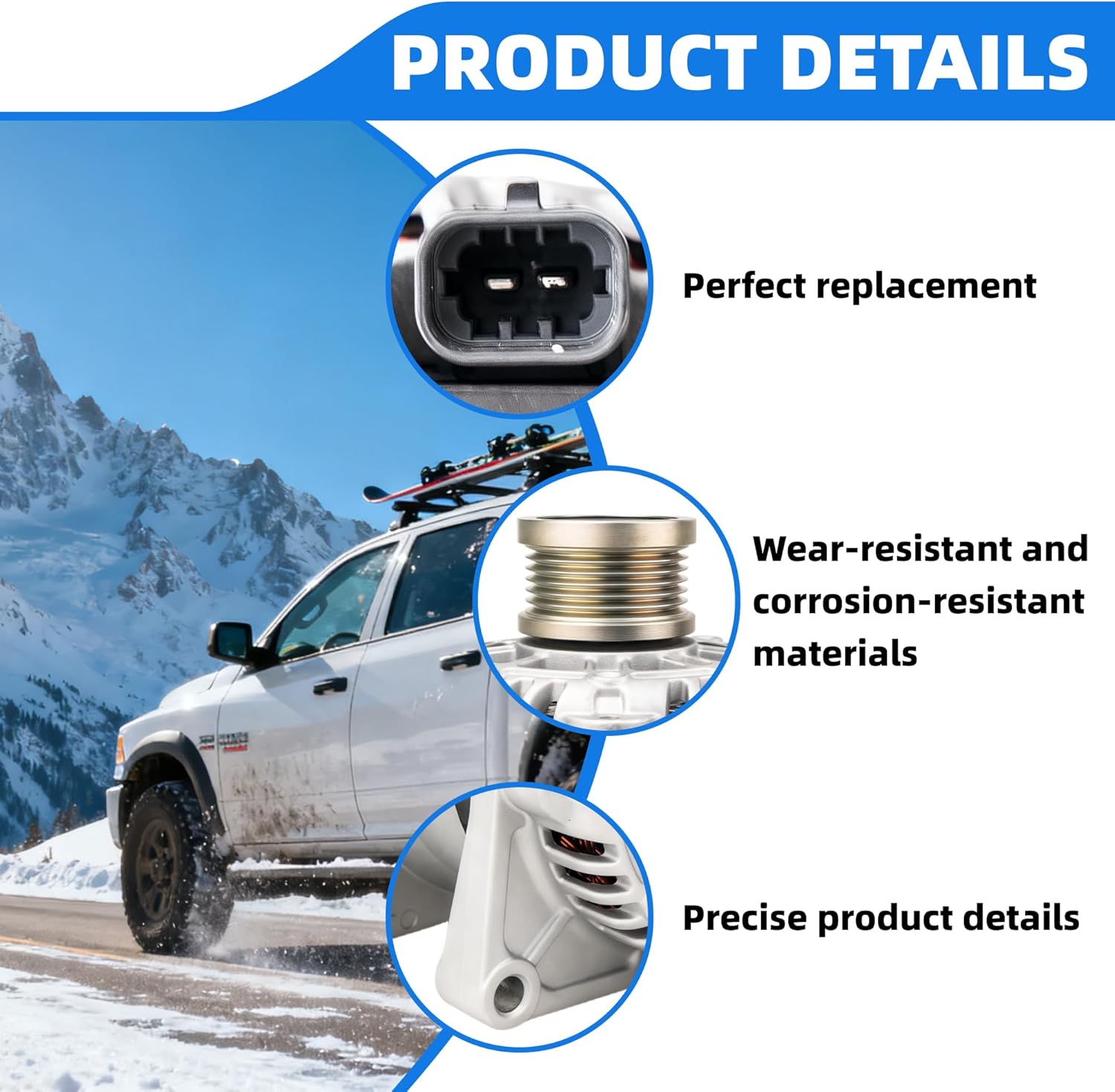 13579666 Alternator Compatible with Chevy Chevrolet Sonic L4 1.8L 2012-2018, Automotive Replacement Alternators 100A 12V 6-Groove Clutch Pulley, Replace# 13579666, 1204654, 21514