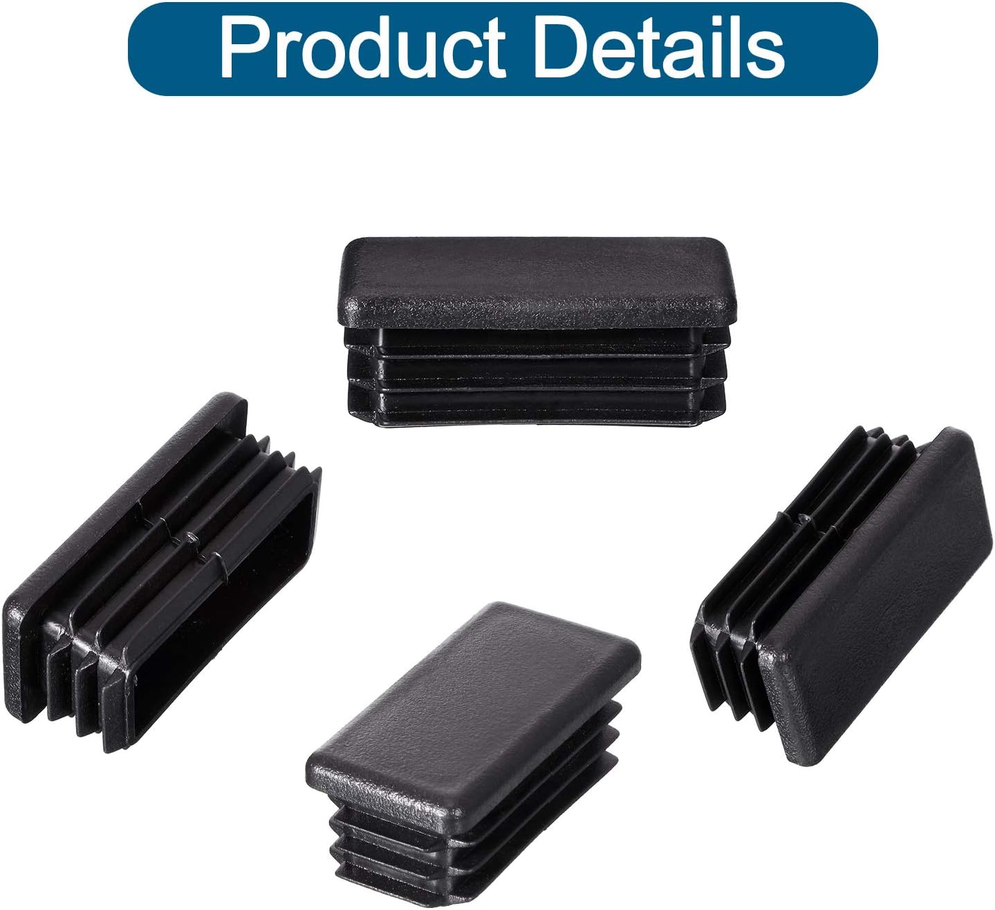 1 x 2 Inch Rectangle Plastic Plugs Tubing End Caps Black Plastic Rectangle Plugs Tubing Post End Cap for Rectangle Tubing Chair Glide Inserts (12)