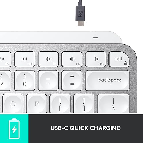 Logitech MX Keys S Wireless Keyboard, Low Profile, Fluid Precise Quiet Typing, Programmable Keys, Backlighting, Bluetooth, USB C Rechargeable, for Windows PC, Linux, Chrome, Mac - Graphite(MX Keys Mini,Pale Grey)