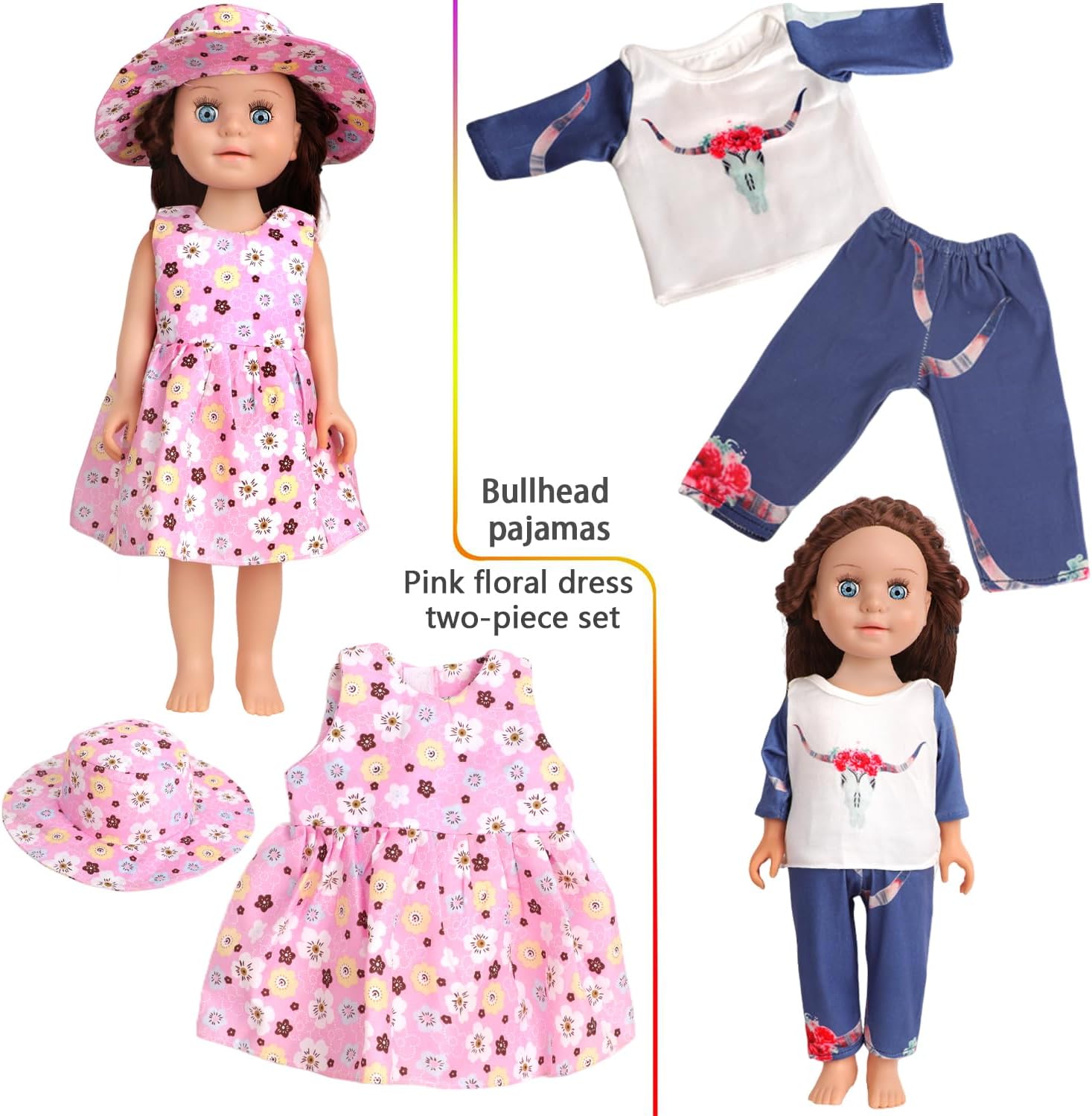 10 Sets of 18 Inch American Doll Clothes, Including 10 of Doll Clothing Dress Outfits for American Dolls, Birthday Gifts for Kids