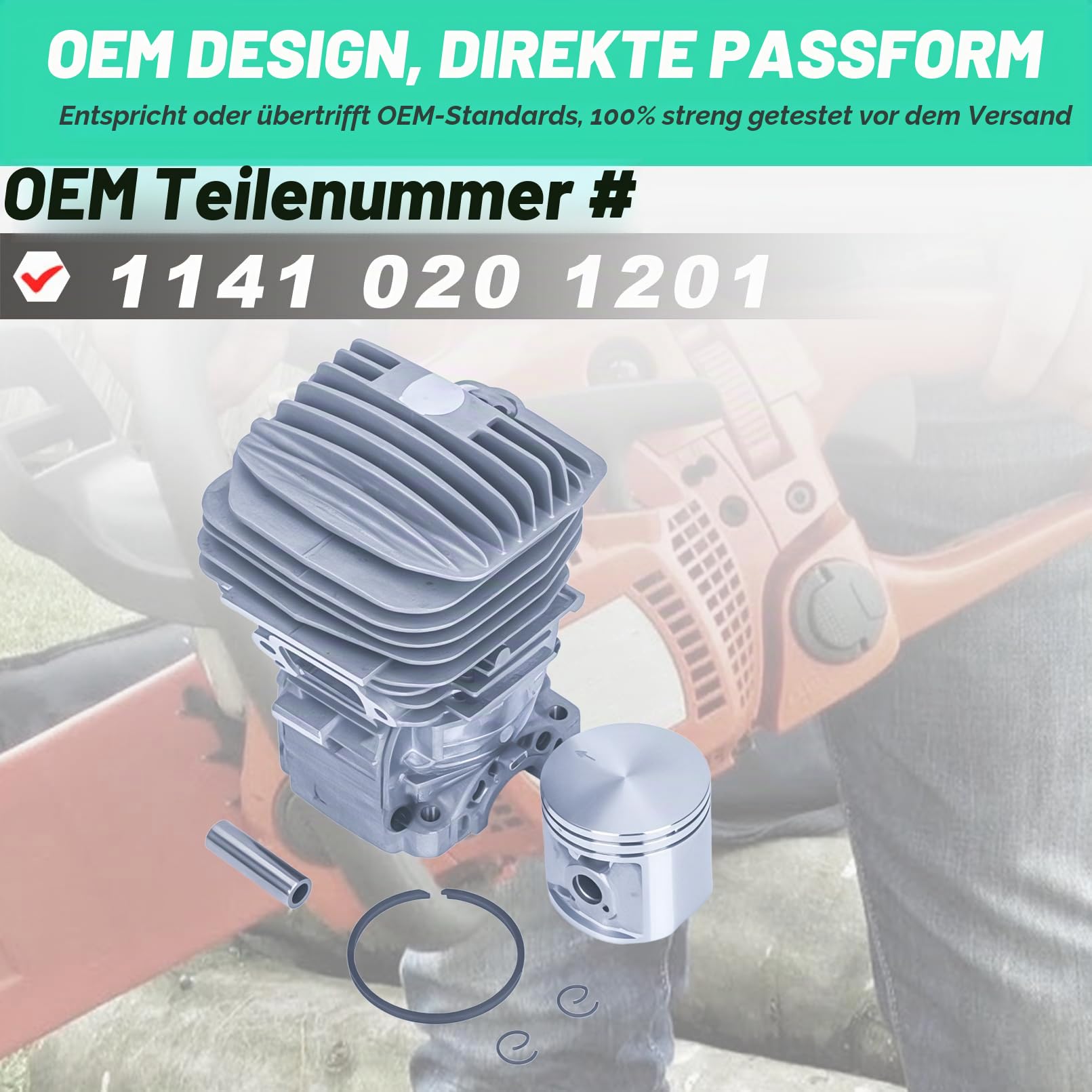 Kolben und Zylinder für Stihl MS291 MS 291, ADEFOL 47 mm Zylinder, Kolben-Set, Kettensäge, Motorteile 1141 020 1201