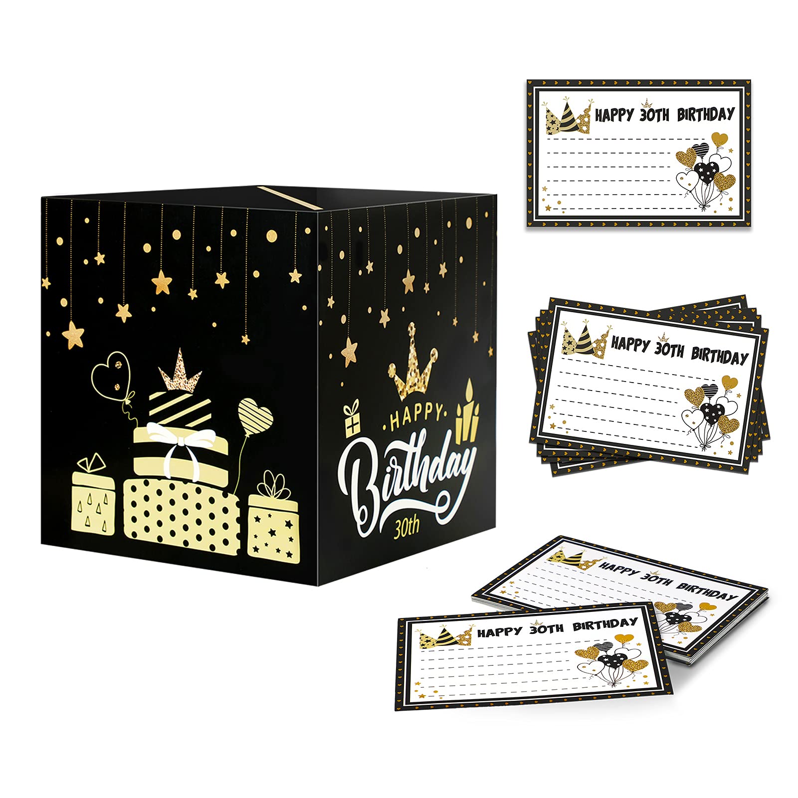 Buy Outus Birthday Card Box 30th Birthday Wishes Collection Box with 24 Pieces Wishes Message