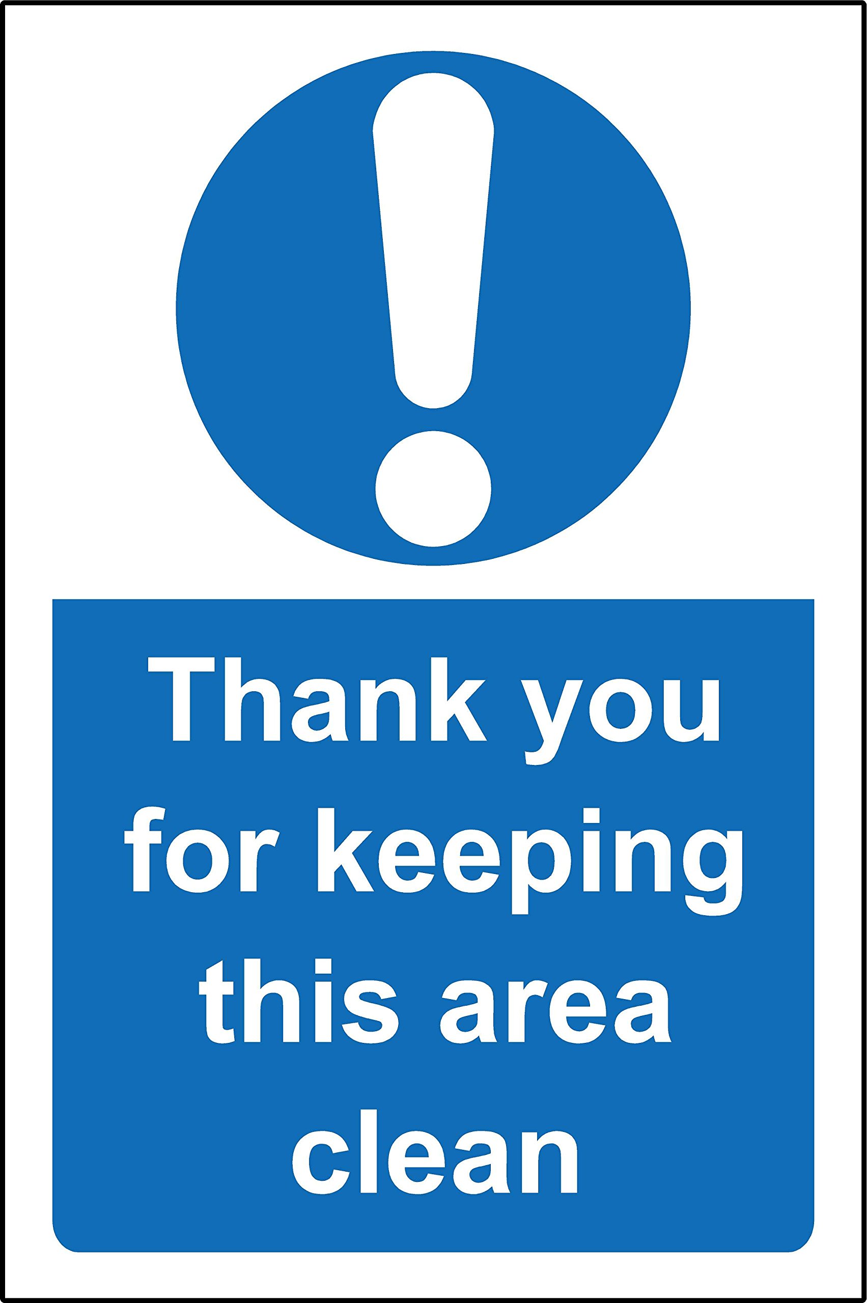 Thank you for keeping this area clean Safety sign - Self adhesive sticker 300mm x 200mm