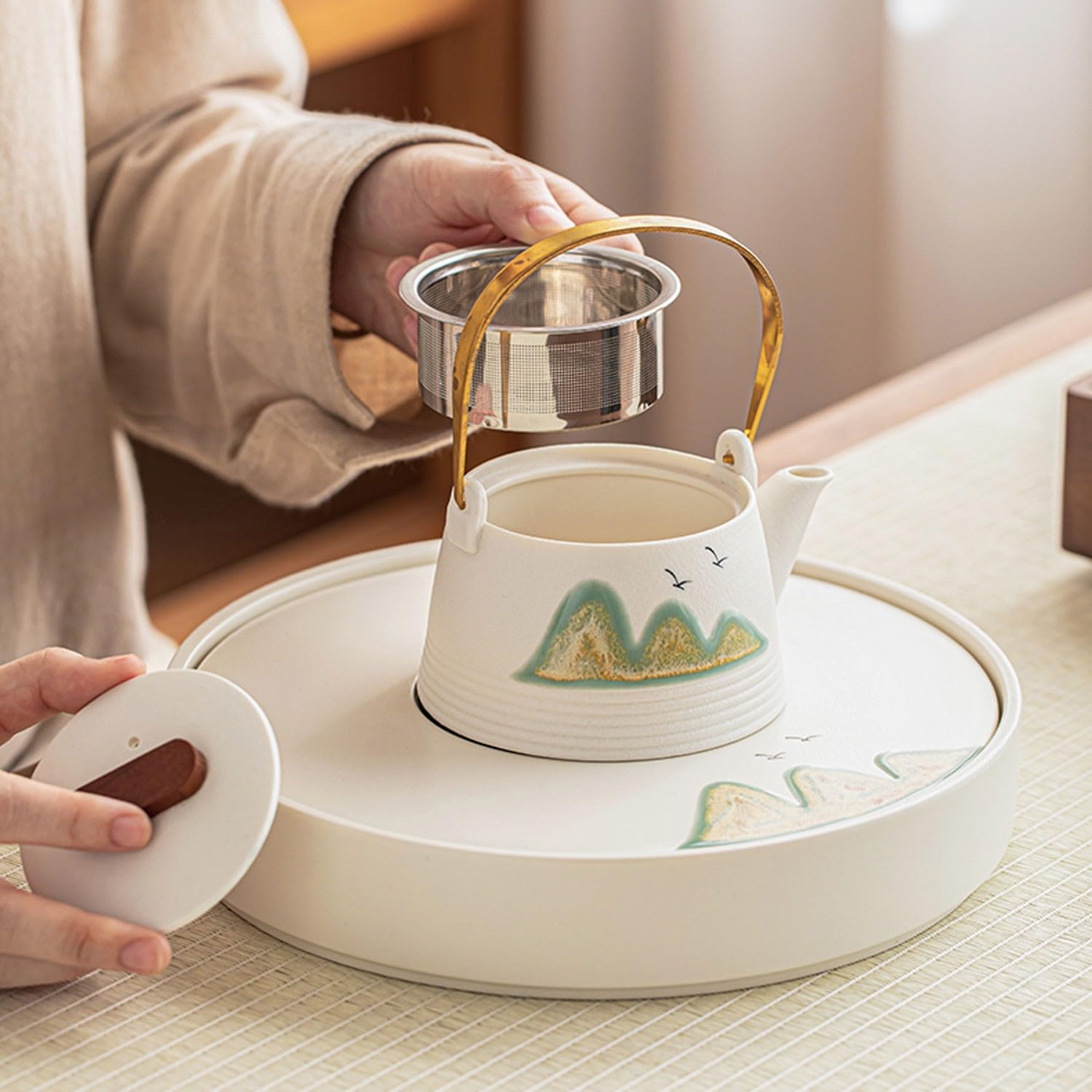 Tee-Set, Teetassen-Set, Tee-Set, Keramik-Kung-Fu-Tee-Set, Haushalts-Teekanne und Tasse, Geschenkbox Beauty Comes