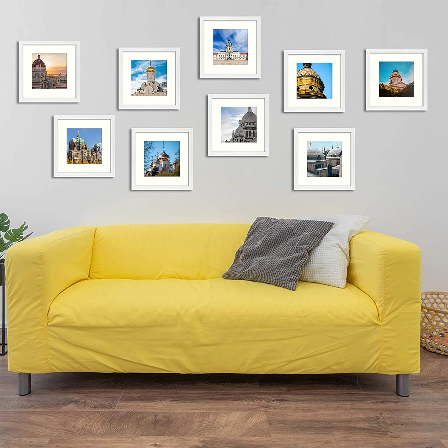 Frametory, 12x12 Picture Frame with 8x8 Mat, Gallery Photo Frame Real Glass Square Frame for