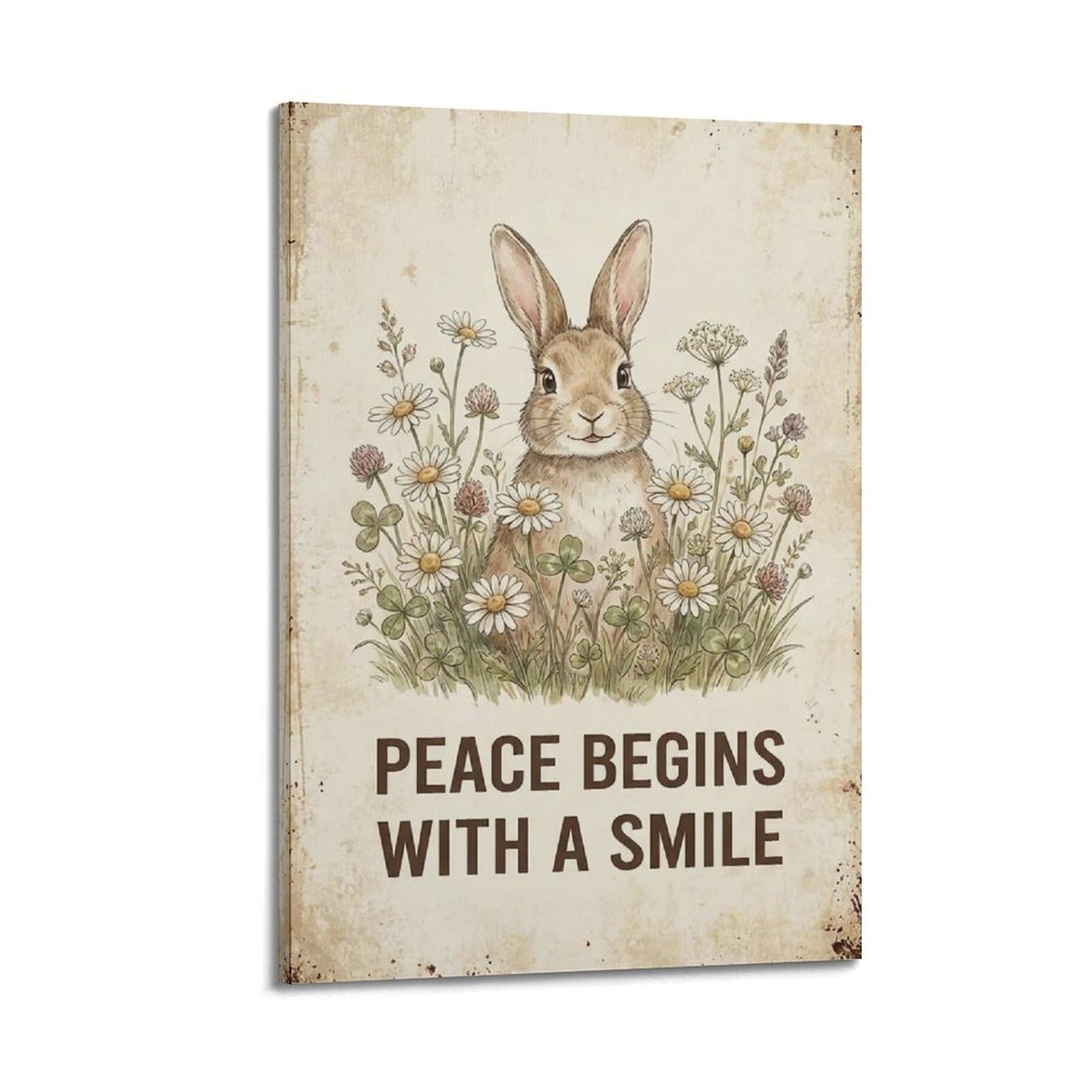 OKAHYS Rabbit Garden Rustic Illustration Poster Carrot Patch Modern Decorative Canvas Prints - Ideal Wall Art for Family, Man Cave, Game Room, Boys & Girls Bedroom 20x30inch