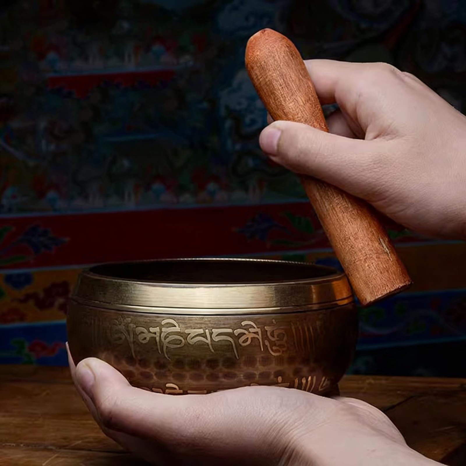 Bols chantants tibétains de 12 cm avec coussin en soie et maillet, cadeau de méditation