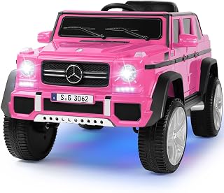 JOYLDIAS Mercedes-Benz Maybach G650S 12V Ride On Car for Kids Pink - 2.4GHz RC, Dual Motors, 3 Speeds, LED Lights, Music, Spring Suspension