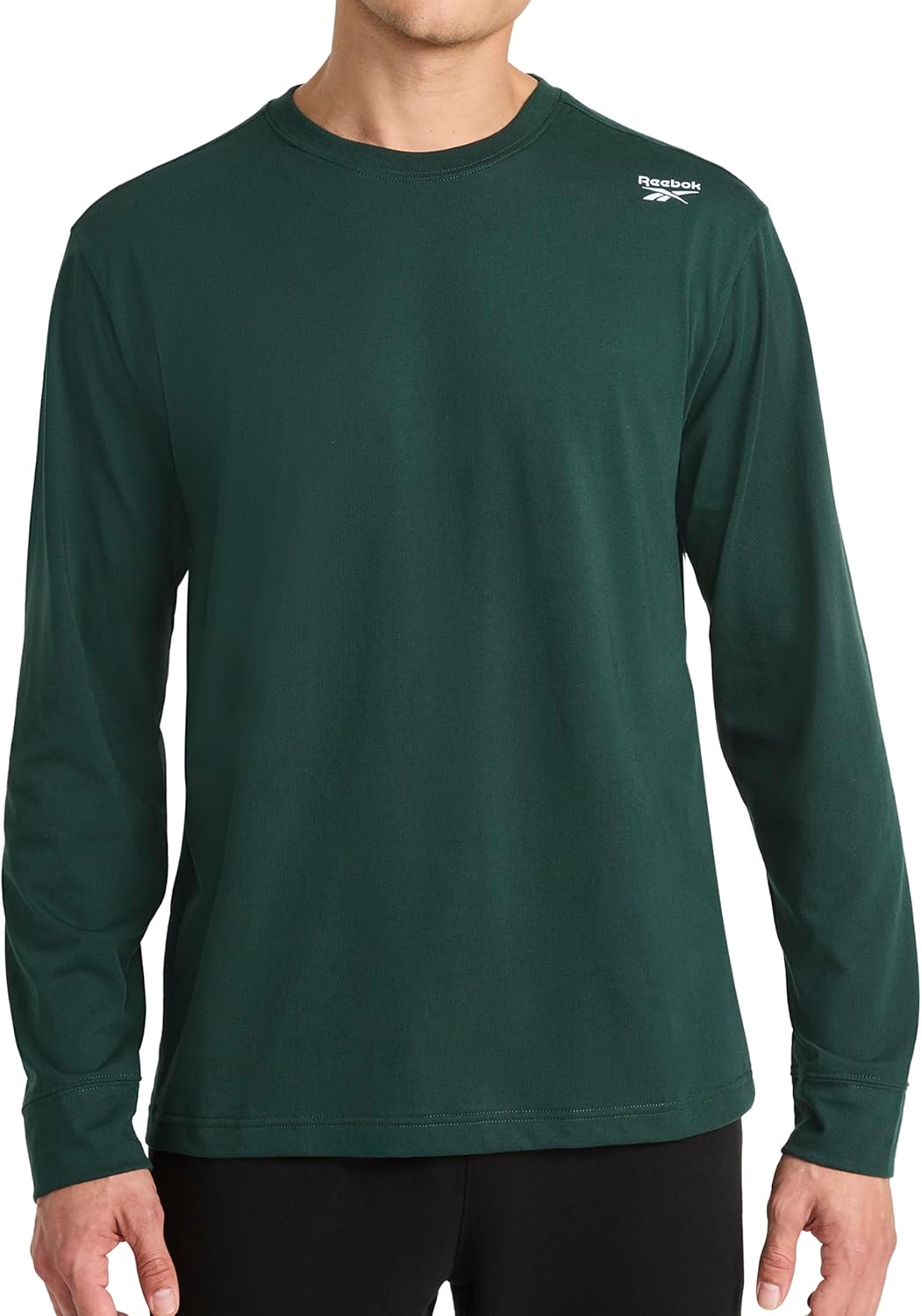 Reebok Apparel Mens Volt Long Sleeve Crewneck T-Shirt, Standard Fit, Lightweight Cotton-Poly Jersey Fabric