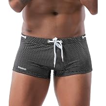 MIZOK Mens Swim Trunk Swimwear Quick Dry Bathing Suit Board Short Sexy Boxer Brief with Drawstring