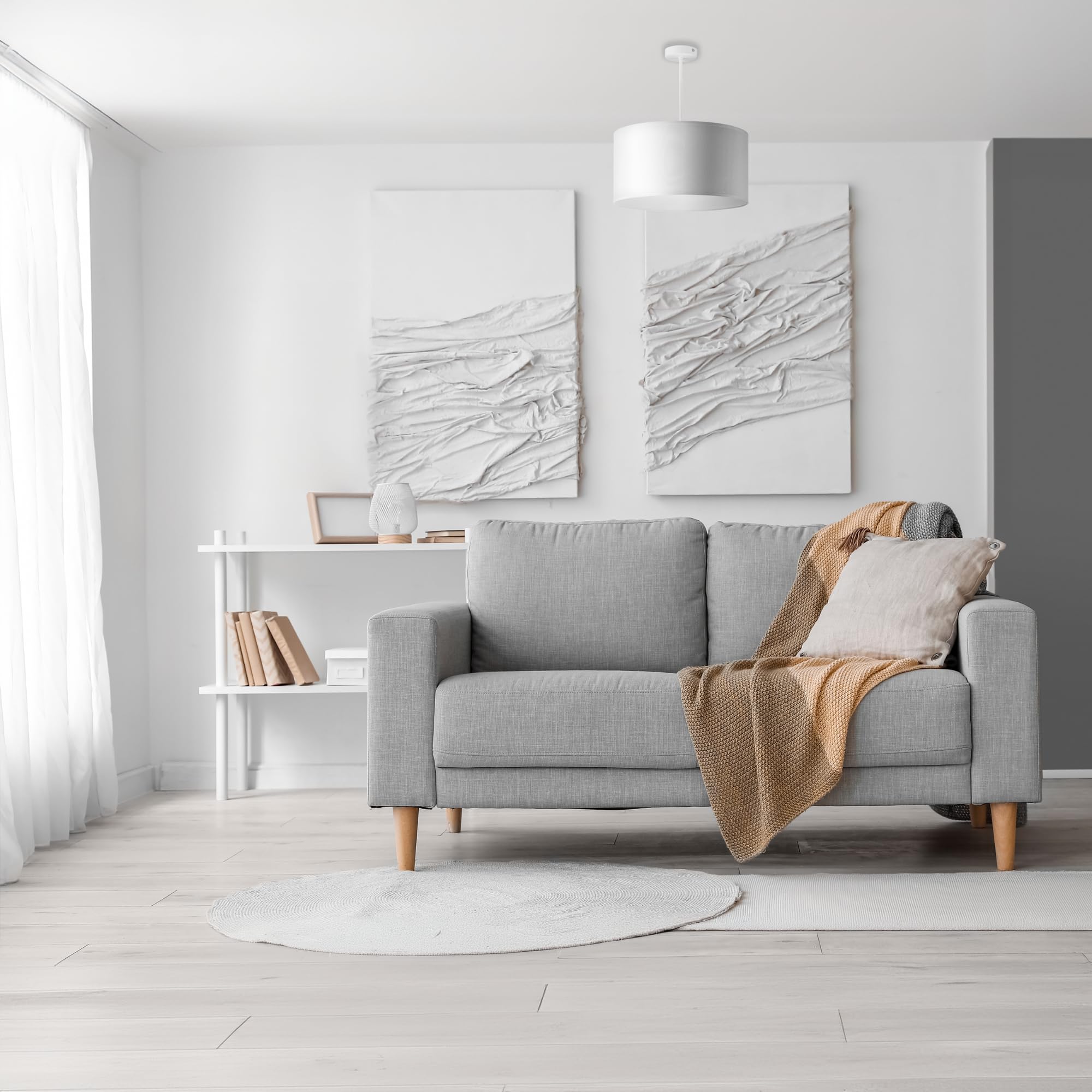 Lampara Colgante Corta con Rosca E27 de 60 W máx. Lámpara de Techo Ideal para Decoración de Interiores Estilo Moderno y Elegante (Bombilla no incluida) (Blanco)