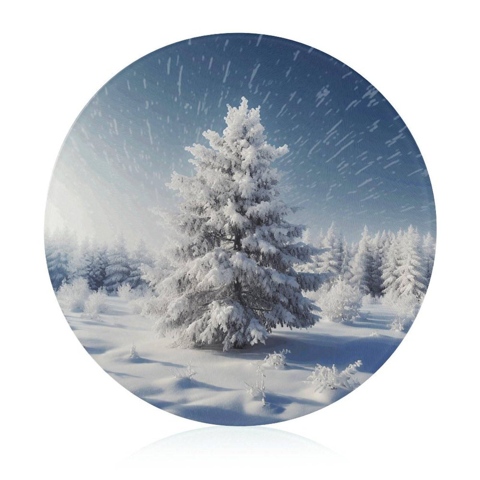 Tagliere rotondo natalizio con albero di pino neve, facile da pulire, taglieri per cucina di grandi dimensioni 7,9, taglieri essenziali da cucina, comodo per carne e verdure