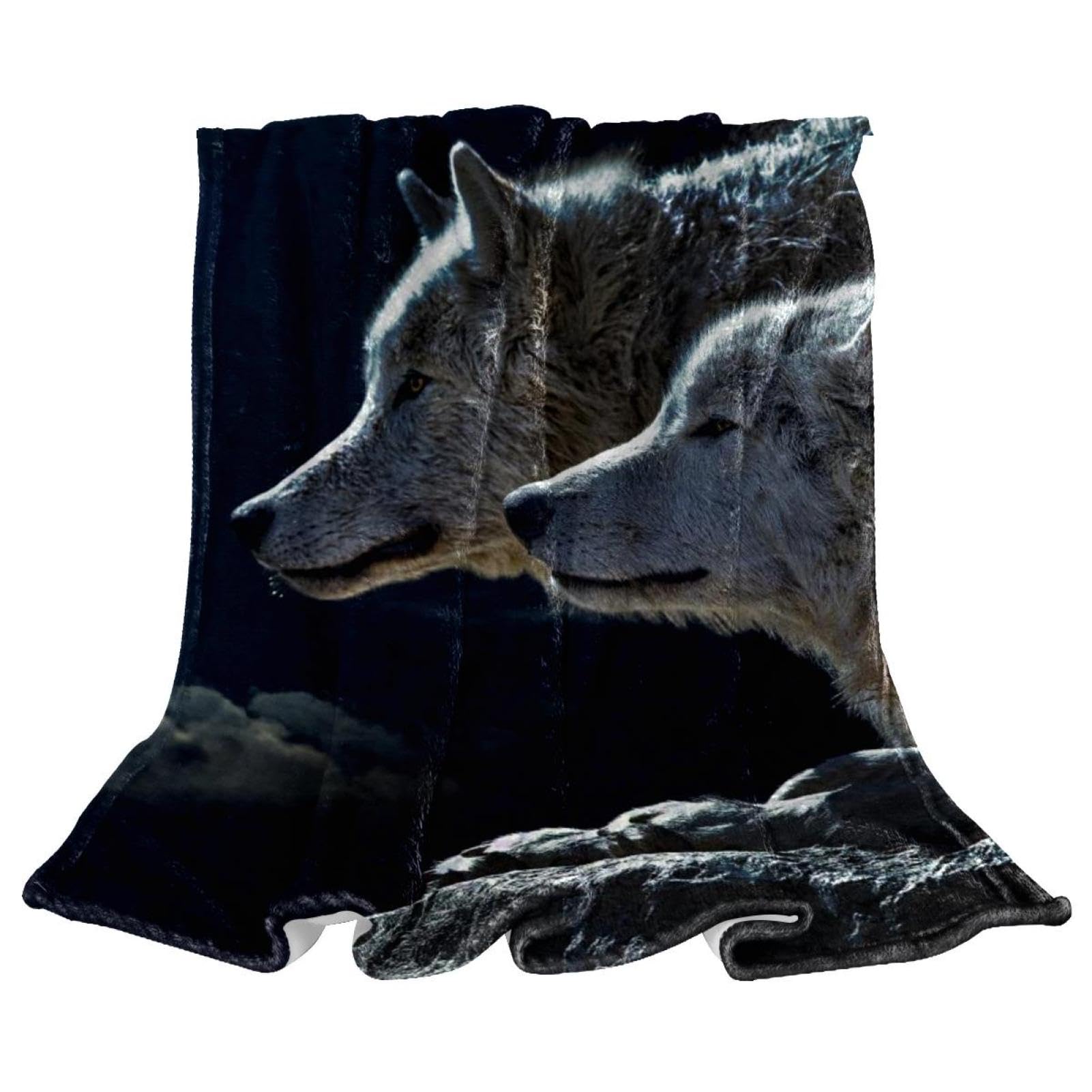 Plaid loup couverture polaire chaude contre le froid nocturne 150x100