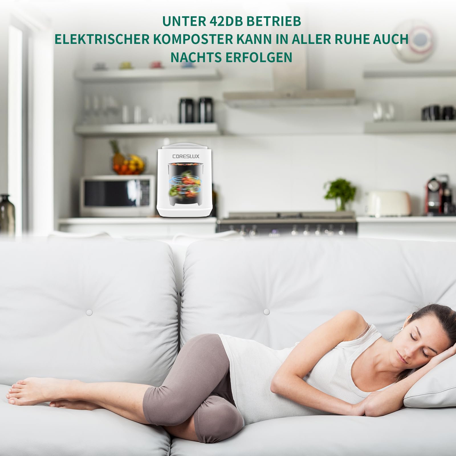 Elektrischer Komposter Küchen, 4L Geruchloser Küchenkomposteimer mit Kohlenstofffilter, 3 Modi, Selbstreinigend, Wandelt Küchenabfälle in Dünger, Geräuscharmer küchenkomposter