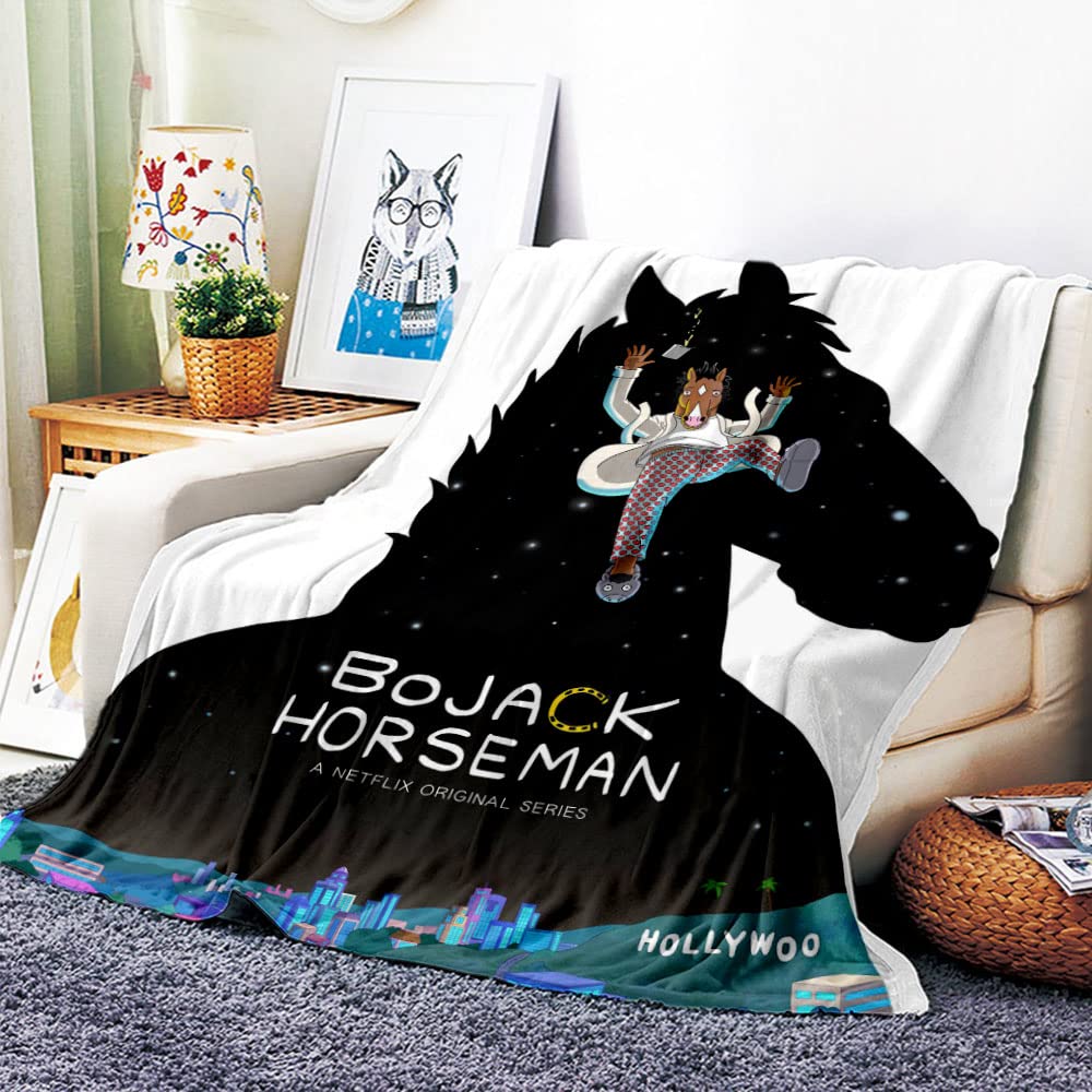 VOZMIO BoJack Horseman Flannel Warm Soft Plush on The Sofa Bed Blanket Suitable for Air Conditioning Blanket Nap Blanket (40 * 60 in(100 * 150 CM))
