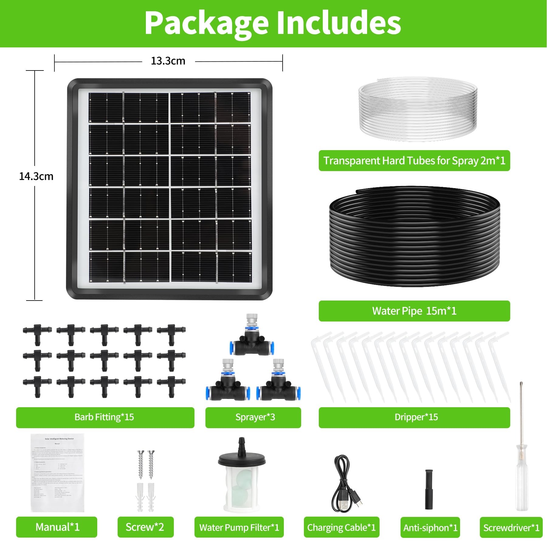 Kit Arrosage Automatique Solaire Forever Speed - 15 M Tuyau, Minuterie, Goutte-à-Goutte Ou Aspersion, Rechargeable Pour Jardin & Balcon