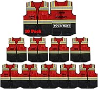 Vista 27 de Chaleco de seguridad reflectante de malla con logotipo personalizado con cremallera Chaleco de alta visibilidad para construcción al aire libre Ropa