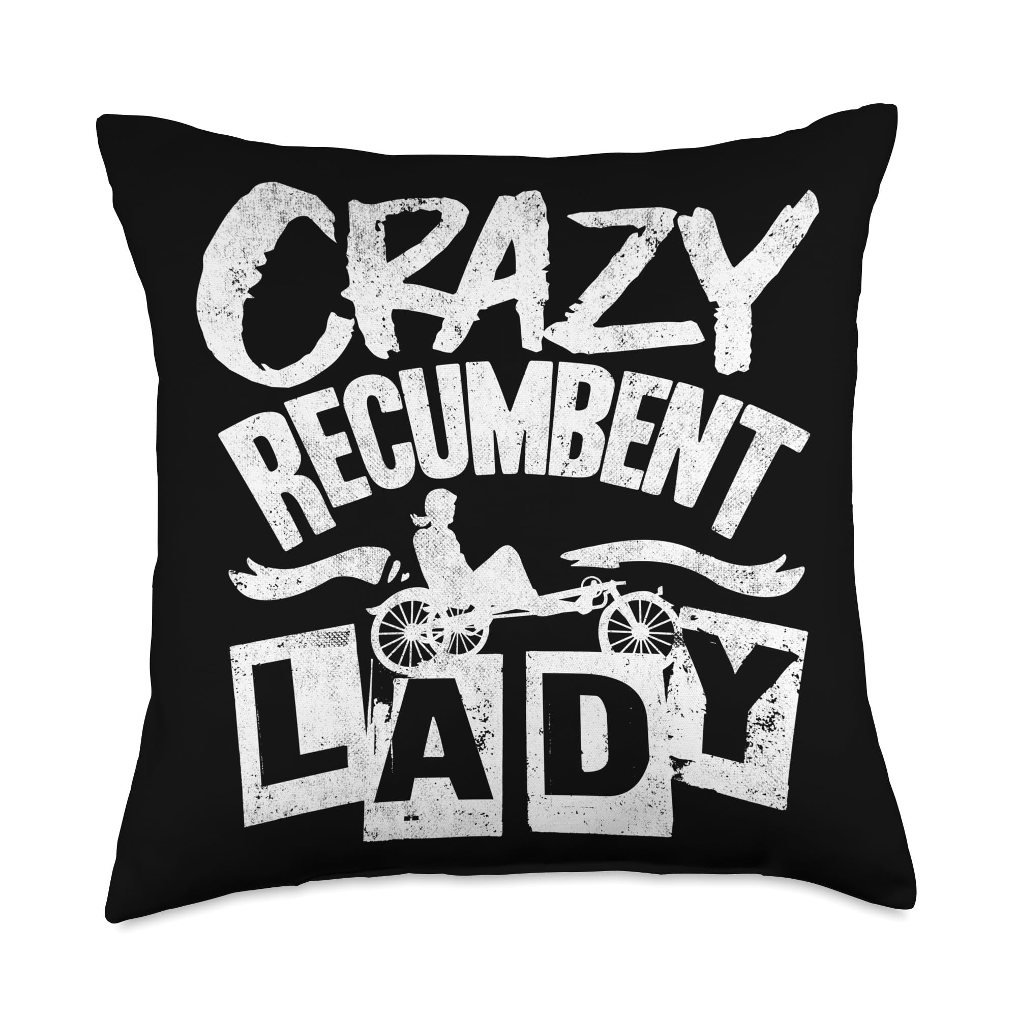 Recumbent Trike Triker Recumbent Bike Crazy Recumbent Lady Throw Pillow