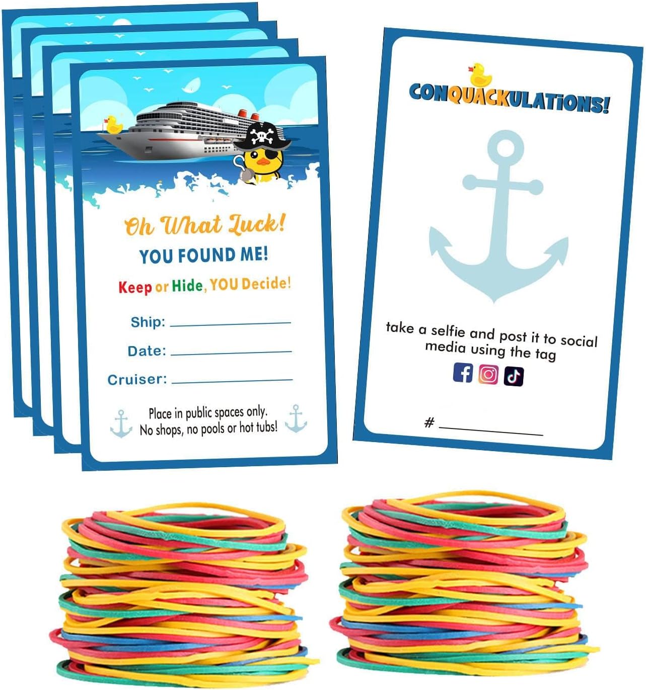 Cruising Ducks Tags - 30 Pack Business Card Size With Hole, Carnival Cruise Rubber Duck Game - View #9