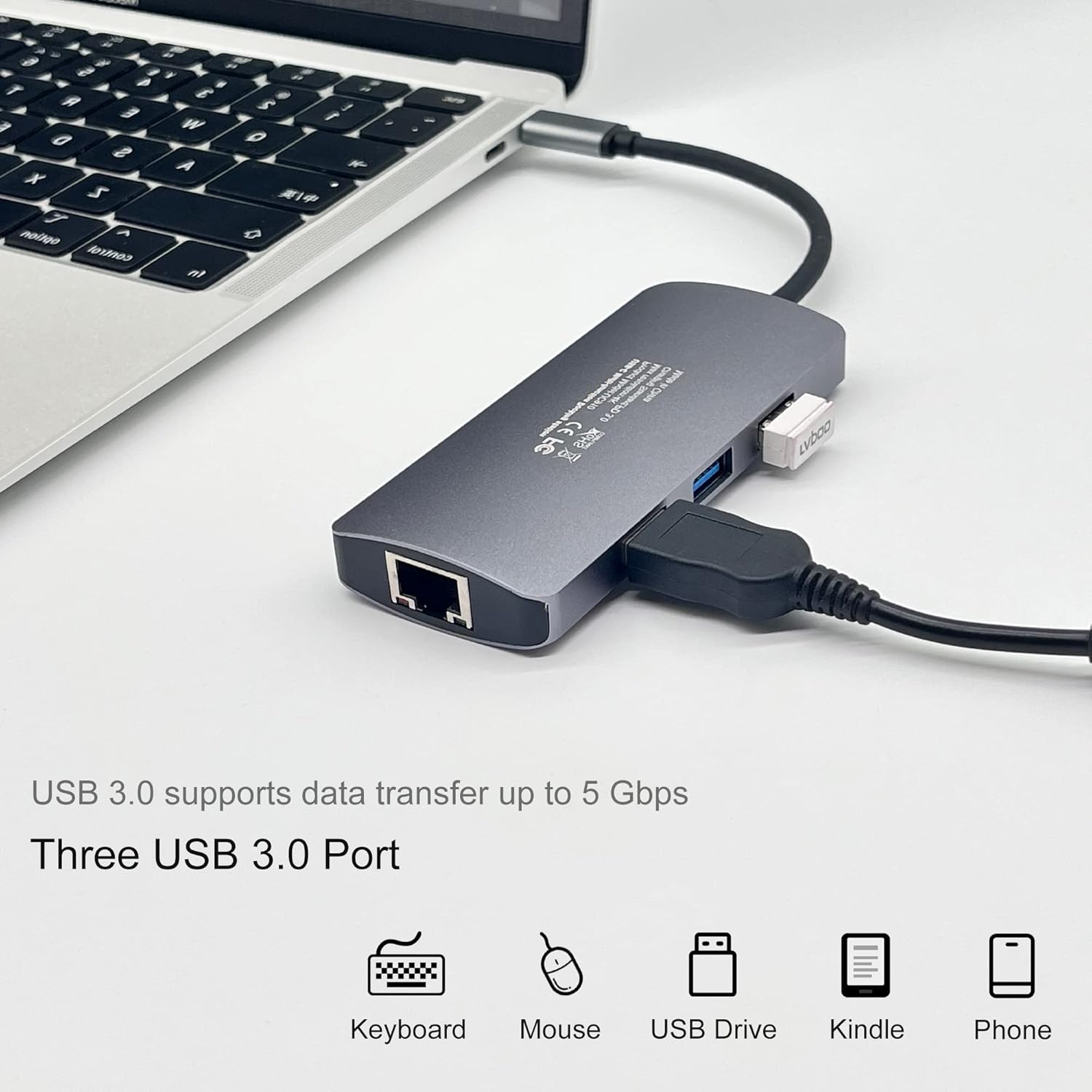 TV Docking Station for Steam Deck DOBEWINGDELOU USB C Hub Multiport Adapter with 1 HDMI, 3 USB, Gigabit Ethernet Port, Type C Port