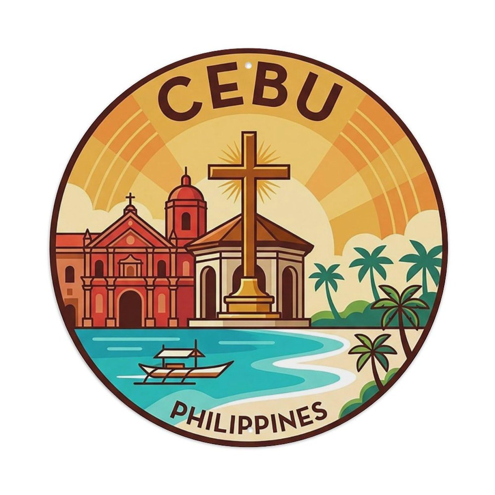 Cebu Philippines Retro Island Travel Landmark Metal Tin Sign