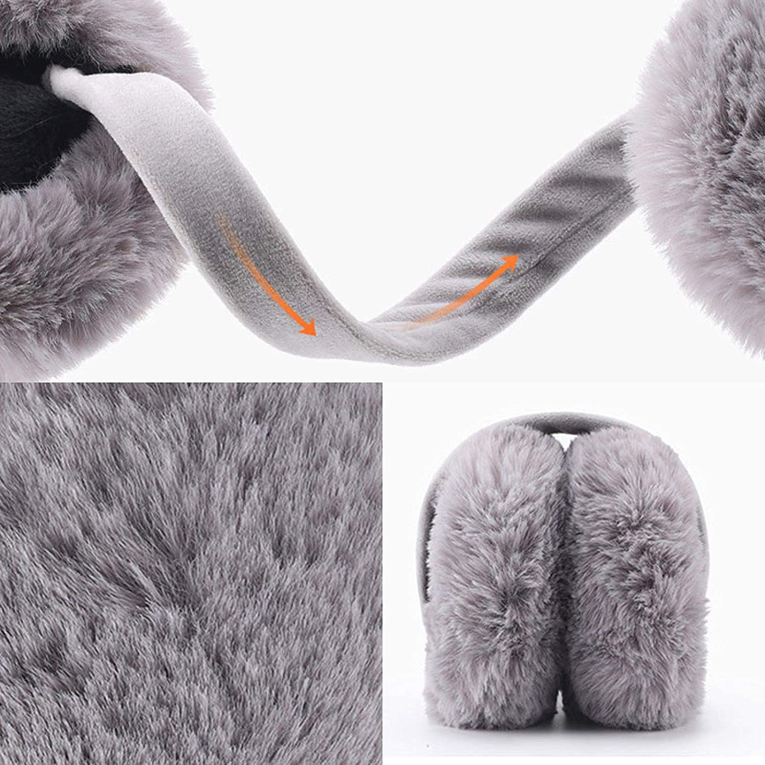 Ear Covers Wrap Winter Warm Earmuffs Cute Faux Fur Earmuffs Winter Earmuffs Foldable Fluffy Earmuffs Ear Wrap Headwear (Color : Gray, Size : One Size)