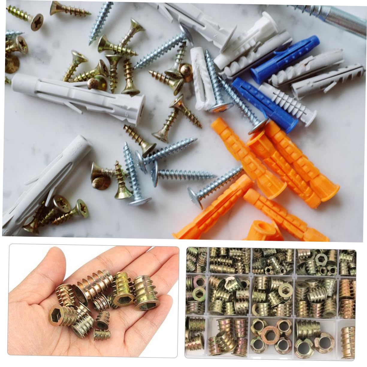 Cabilock 460piezas Incrustadas Tuercas Material Metalico Para Muebles De Cocina Para Fijar Tornillos De Madera y Tuercas Atornilladas