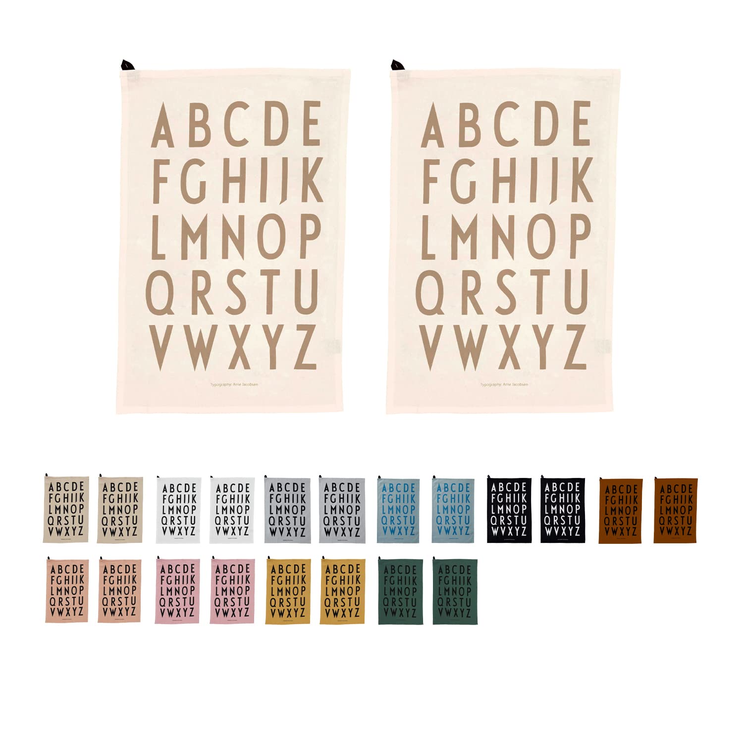 Design Letters Tea Off White - 100% Cotton, Oeko-Tex Certified, Soft, Absorbent and Dries Quickly, Pack of 2, Decorative with Iconic Alphabet Print, L: 60 x W: 40 cm