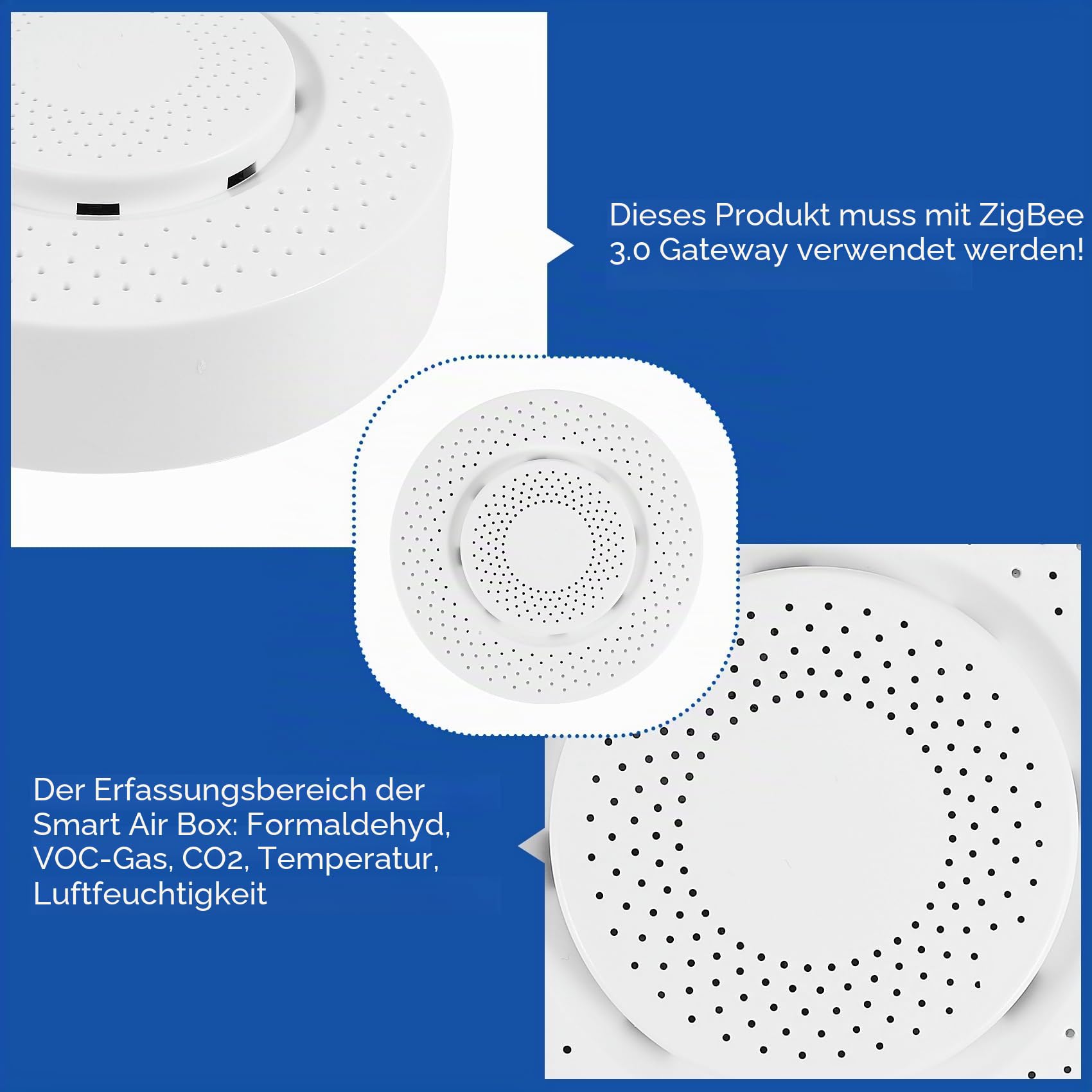 Zigbee Tuya 3.0 Luftqualitätsmonitor Air Housekeeper 5 in 1 Sensor zur Erkennung der Luftfeuchtigkeit der Temperatur von Formaldehyd VOC Co2