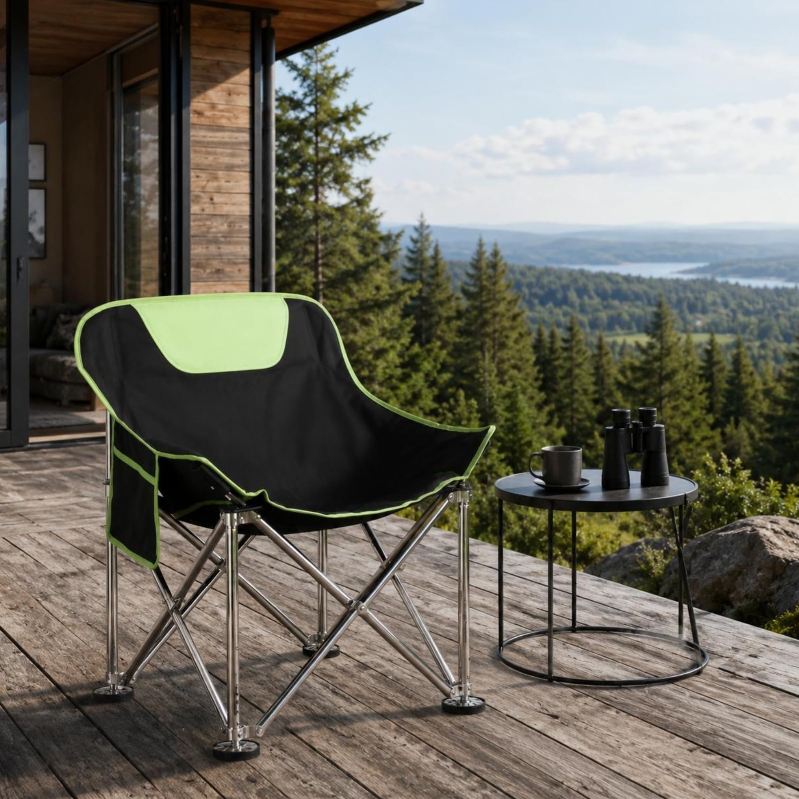 Baoblaze Siège de Pêche Pliant Chaise Lune Tabouret Portable Dossier Réglable Structure Tubes INOX Tissu Oxford Convient au Camping Pêche Randonnée Pique-Nique