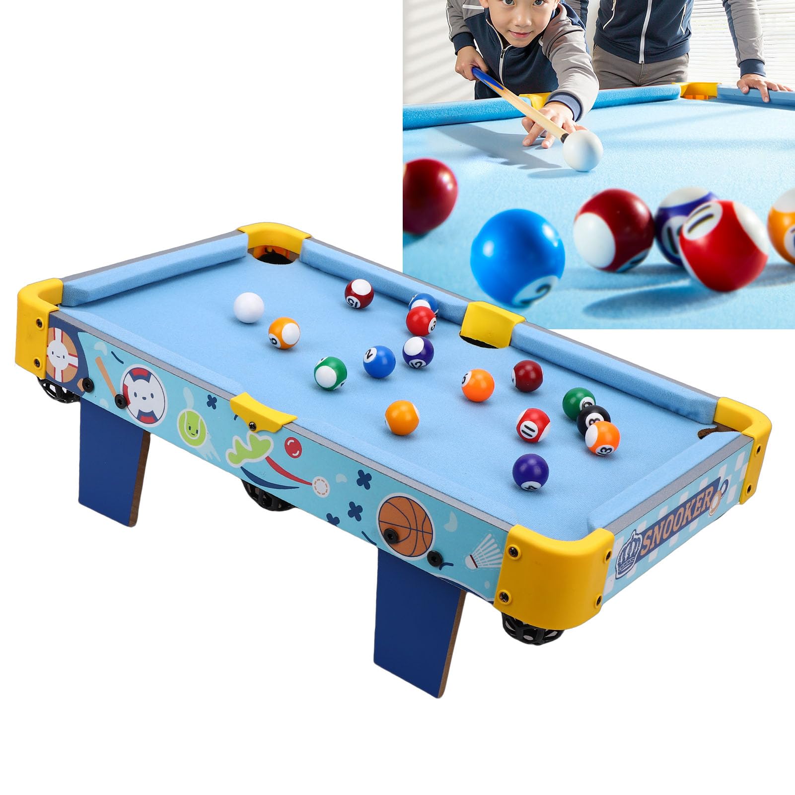 ASHATA Mini Table de Billard, Jeu de Billard de Bureau pour 2 Personnes, Construction Robuste pour Les Réunions de Famille, Jouet Portable pour Les Pique-niques et Les Jeux en Intérieur 20,08 X 12,6