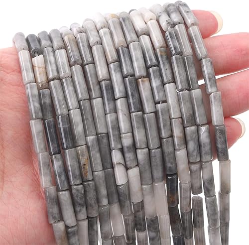 Miniatura 6 de BEADIA Granos de tubo de ojo de águila natural, cilindro, 0.157x0.512 in, 15.0 in, cuentas de piedra para la fabricación de joyas