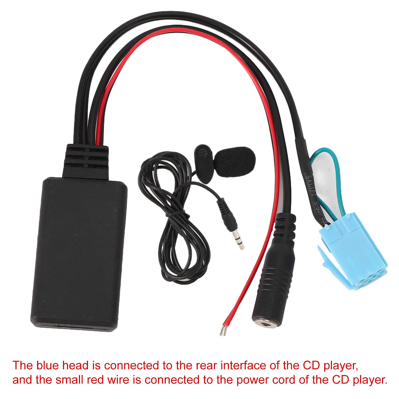 Qiilu Adattatore Bluetooth AUX IN 8 Pin con Microfono per Chiamate in Vivavoce Audio Stereo Cavo per Smart Fortwo 450