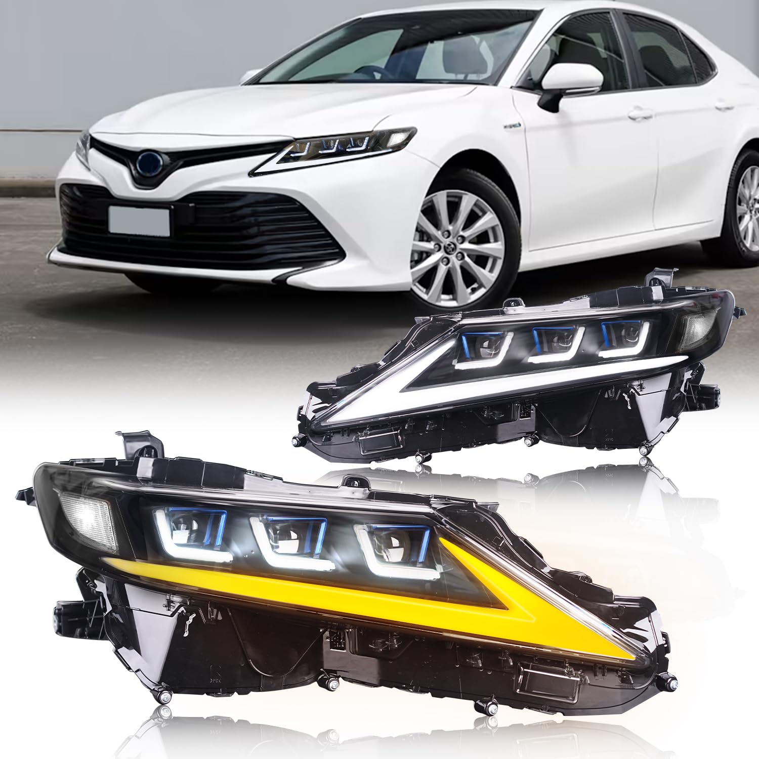 Amazon | Archaic カムリ 70系 ヘッドライト 3眼プロジェクター ヘッド  