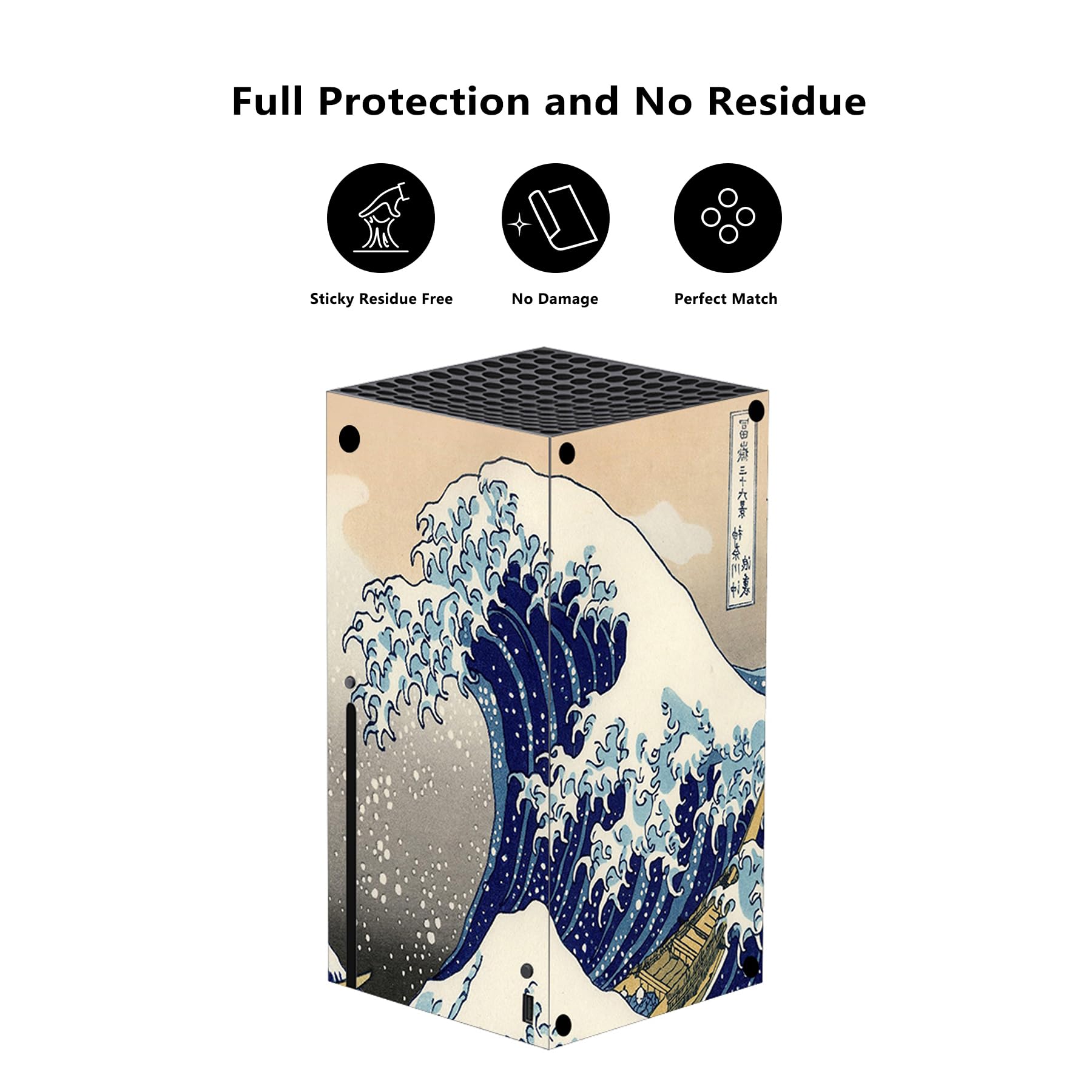PlayVital The Great Wave Custom Vinyl Skins for Xbox Series X, Wrap Decal Cover Stickers for Xbox Series X Console Controller - 3