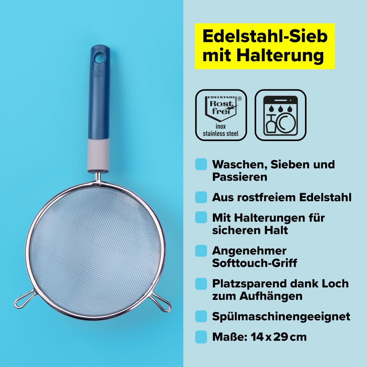 Makerstep Fijne gaaszeef, set van 3, roestvrij staal, 8,6 cm, 5,5 inch, 7,8 inch, draadzeef met geïsoleerde zeefjes voor keukengadgets gereedschap, premium vergiet, zeef