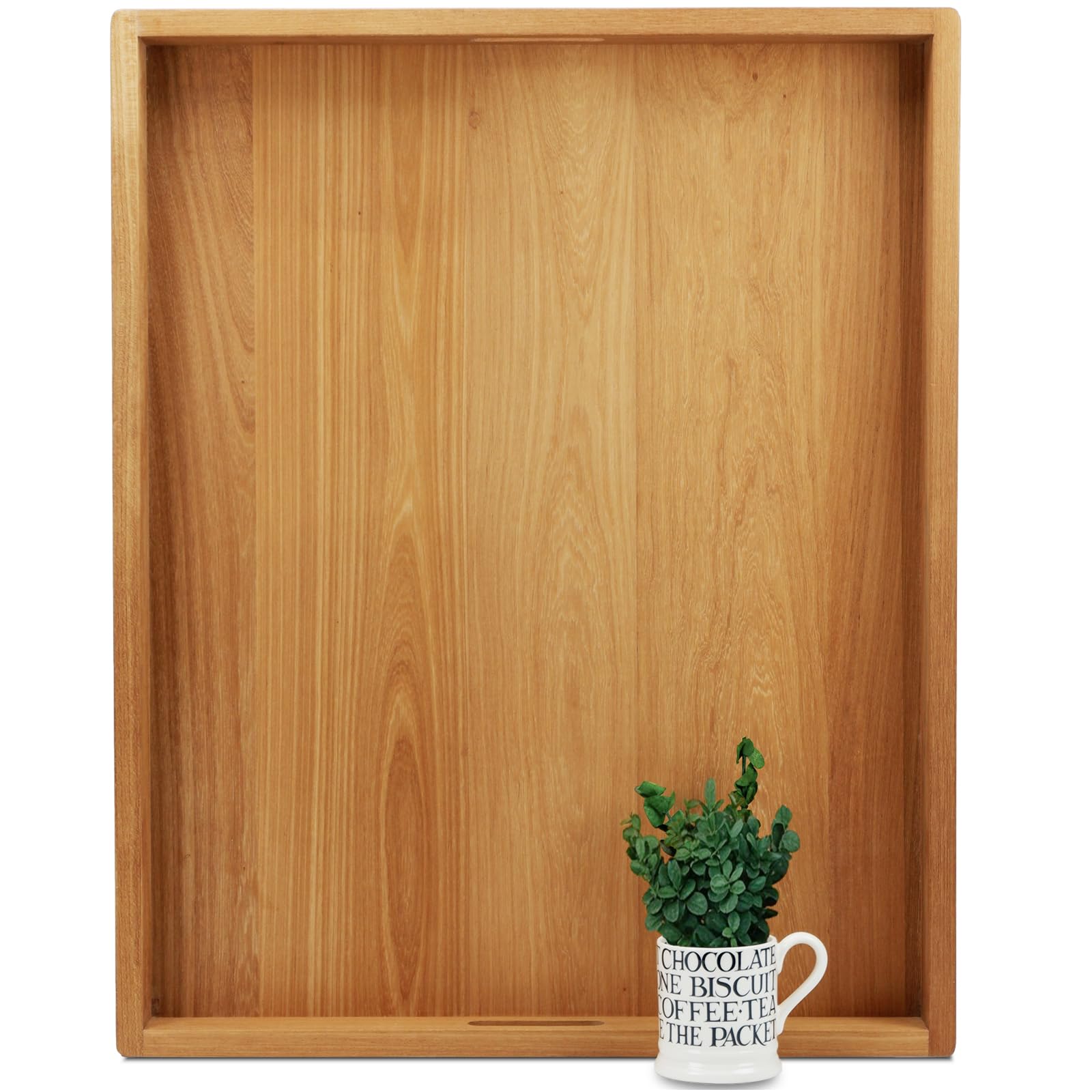 MAGIGO 30 x 24 Inches Extra Large Rectangle Teak Wood Ottoman Tray with Handles, Serve Tea, Coffee Classic 2.5 Feet Wooden Decorative Serving Tray